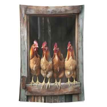 Imagem de STAYTOP Tapeçaria de galos em uma fileira tapeçarias de parede para decoração de casa decoração de dormitório sala de estar quarto tapete de parede (80 × 60 pol)