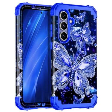 Imagem de Miqala Capa para Galaxy S25 FE, que brilha no escuro, três camadas, resistente, proteção à prova de choque, amortecedor de plástico rígido + capa protetora de silicone macio para Samsung Galaxy S25 FE