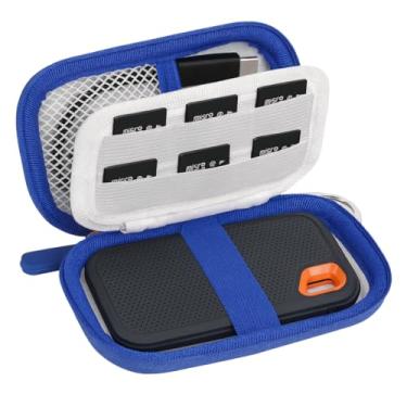 Imagem de Capa compatível com SanDisk 1TB 2TB 4TB 500GB 8TB para SanDisk Extreme PRO disco rígido externo SSD portátil, cartão de memória SD SDXC SDHC organizador (branco com bolso para cartão SD)