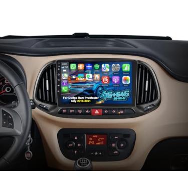 Imagem de Estéreo automotivo 4 + 64 G para Dodge Ram ProMaster City 2015-2021 com carplay sem fio/Android Auto - Rádio com tela sensível ao toque de 22 polegadas com 32EQ DSP/5GHz WiFi/navegação GPS/link