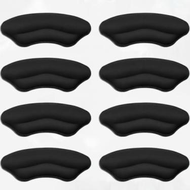 Imagem de Almofadas de calcanhar para sapatos soltos, 4 pares pretos, inserções de almofada de salto autoadesivas, alças antiderrapantes