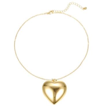 Imagem de RLHRNDE Colar gargantilha com coração grosso e inchado vermelho na moda Y2k pingente de coração grande de vidro ajustável colar de veludo acessórios de joias para o dia dos namorados, Medium, Metal