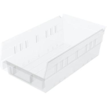 Imagem de Akro-Mils 30130 Caixotes de plástico para prateleiras, caixas de armazenamento resistentes para organização de garagem, armário e gaveta, 30 cm x 16 cm x 10 cm, transparente, pacote com 12