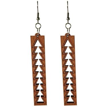 Imagem de Brincos de gancho de aço cirúrgico hipoalergênicos esculpidos em madeira natural de 45 mm havaiano polinésio