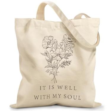 Imagem de Miss Adola Sacola de lona feminina – Lindas bolsas de lona com zíper design estético sacolas reutilizáveis para compras, trabalho, viagens, férias diárias, flor da Bíblia