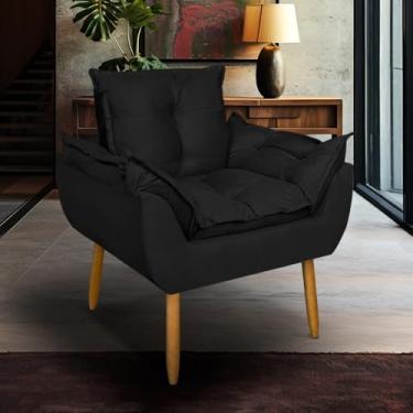 Imagem de Poltrona para Sala de Estar Suede Pé Palito - Conforto e Design Sofisticado para Sua Casa (Preto)