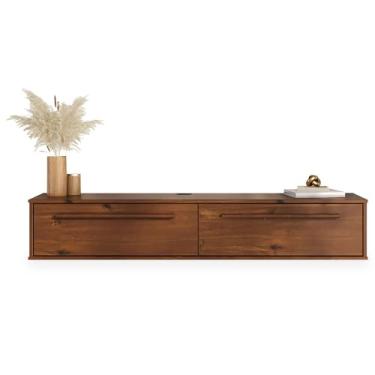 Imagem de IDIMEX Rack Sala de Parede Suspenso 145 cm TV 55 Madeira Castanho TECCA