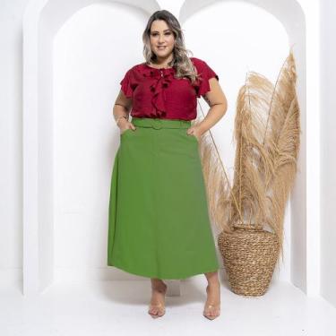 Imagem de Saia Longa Alfaiataria Com Cinto Exclusivo e Zíper Lateral - Rosamel, 