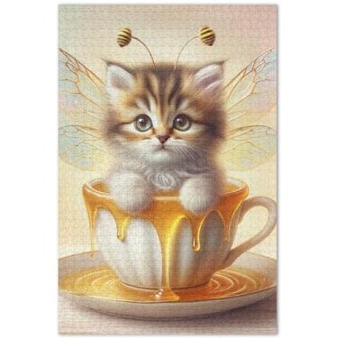 Imagem de Quebra-cabeça fofo de abelha de mel, 500 peças para adultos, presentes tecnológicos, quebra-cabeças rígidos para adultos, arte de flores com animais, 50 x 35 cm