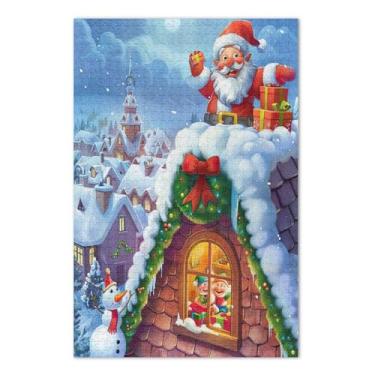 Imagem de Quebra-cabeças de Natal de inverno para adultos, 1000 peças, jogos de quebra-cabeça para adultos com letras nas costas