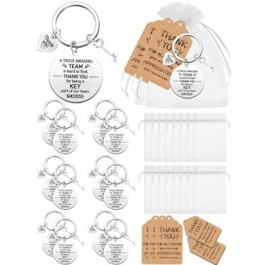 Imagem de QAUYETM 36 Pcs Employee Appreciation Gift Bulk Thank You Coworker Keychains with Organza Bags Inspirational Cards for Nurse Staff Team Customer Service Appreciation Gifts
