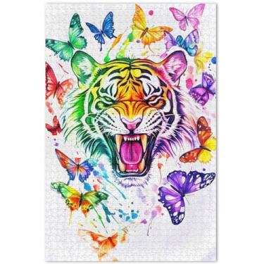 Imagem de Quebra-cabeça colorido borboleta tigre 500 peças adultos elefantes brancos presentes personalizados difíceis impressão de paisagem, 50 x 37 centímetros