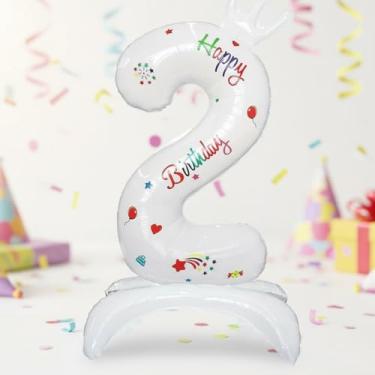 Imagem de 1 balão com número de coroa branca de 81 cm, balão de alumínio para festas de aniversário, casamento e decorações de aniversário