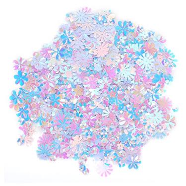 Imagem de Alomejor Confete, Confete Em Forma de Flor, 1200 Peças de Lantejoulas Com Glitter Multicolorido para Decoração de Festa de Casamento, Artesanato, Materiais de Arte Faça você Mesmo (Branco Colorido)