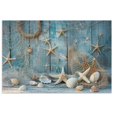Imagem de Casa de praia com rede de estrelas do mar e conchas, quebra-cabeças para adultos, 1000 peças, presentes para os amantes da família, quebra-cabeças principais, paisagem floral