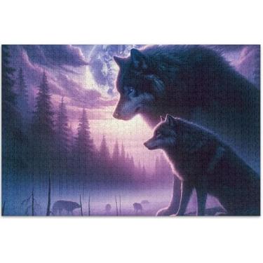 Imagem de Wolf Fantastic Print Adults Jigsaw 1000 peças de decoração de arte pintura difícil quebra-cabeças elefantes brancos presentes, 75 x 40 centímetros