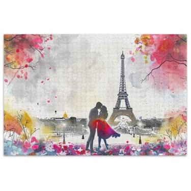 Imagem de Quebra-cabeça em aquarela Eiffel Paris para adultos, 1000 peças, decoração de arte, exclusivo, quebra-cabeças engraçados