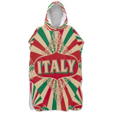 Imagem de Joisal Poncho de surfe plus size trocador de roupão adulto praia moletom toalha floral vintage bandeira italiana cores ponchos de praia para homens