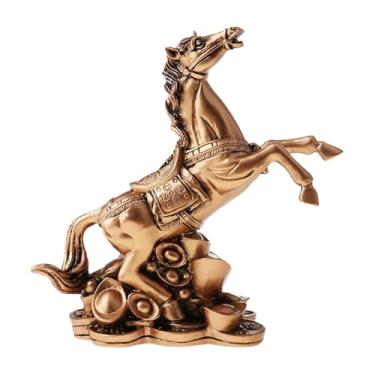 Imagem de FLCPJGV Estatueta de Cavalo Decorativa, Figura de Mesa, Animal, Figura Decorativa em Resina com Detalhes Realistas, para Presente, Sala de Estar, Escritório, Bronze, Tamanho real