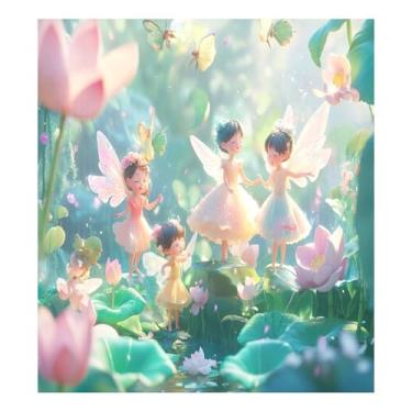 Imagem de Adesivo de máquina de lavar louça, fadas, elfos, desenho animado, capa magnética à prova d'água, painel magnético para geladeira e lava-louças 58,4 cm x 66 cm