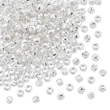 Imagem de UNICRAFTALE Cerca de 250 peças de contas espaçadoras banhadas a prata esterlina 925 mini contas soltas onduladas DIY joias contas espirais de metal soltas para pulseira faça você mesmo artesanato