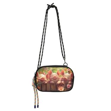 Imagem de TSENQUE Bolsa transversal pequena para mulheres, bolsa de ombro pequena, carteira feminina para celular, porcos fofos, floral