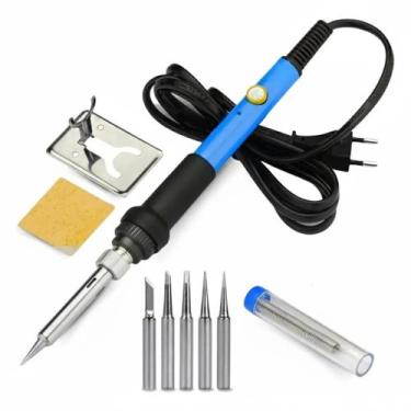Imagem de Kit Ferro De Solda 60w Estanho Com Fluxo De Solda 6 Pontas Esponja E S