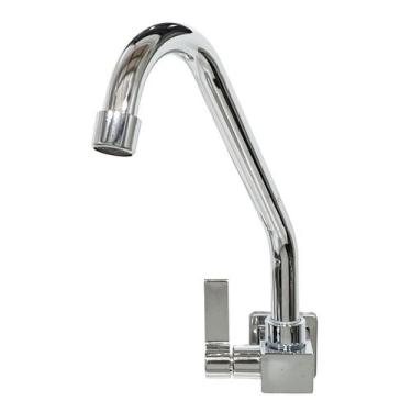 Imagem de Torneira Base Quadrada Parede Metal Tubo Inox Cromada - Larmont Acabam