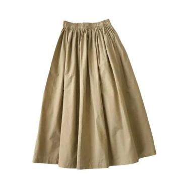 Imagem de Saia Longa Plissada Branca De Cintura Alta Para Mulheres, Comprimento 