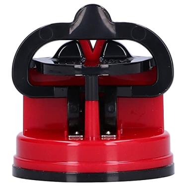 Imagem de Phefop Ferramenta de Afiador de Faca Manual, Tesoura de Lâmina de Afiador de Faca e de Com Base de Ventosa Segura para Cozinha, Acessório de Afiação de Portátil Rápido e Fácil (Vermelho)