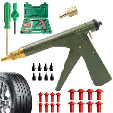 Imagem de VOURTM Kit de reparo de pneu com plugues - Kit de plugue de pneu de cogumelo e kit de remendo de pneu, kit de reparo de perfuração de pistola de pneu sem câmara para perfurações de pneus em carros