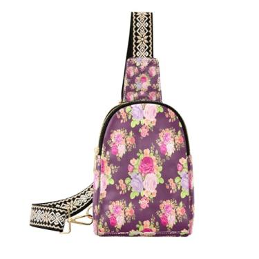 Imagem de CEBUGI Pochete de flores pequena para mulheres, bolsa tiracolo de couro, pochete para caminhadas, viagens ao ar livre