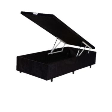 Imagem de Base Box Baú Solteiro 88x188x37 - Madeira, com Pistão a Gás e Pés Made