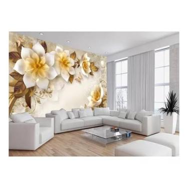 Imagem de Papel de Parede Adesivo Floral Rosa Capitonê Lavável Fosco 1m x 58cm para Quarto Sala Cozinha
