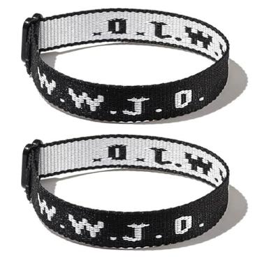 Imagem de Roe Dolph WWJD Pulseiras para meninas adolescentes pulseiras coloridas com contas para mulheres O que Jesus D pulseiras em camadas letras pulseiras inspiradoras lembrete religioso joias presente para ela, adjustable, Metal, outro
