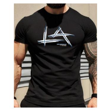 Imagem de Camiseta Masculina LA - Algodão Premium, Estilo Artístico, Preto, GG