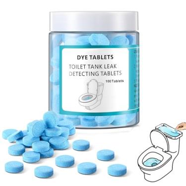 Imagem de Demissle 100 tabletes de detecção de vazamento de vaso sanitário, tabletes de tinta azul com garrafa de armazenamento, detecta vazamentos silenciosos de tanques, corante rastreador de água para