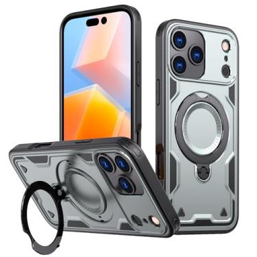 Imagem de SORAKA Capa para iPhone 17 Pro Max com suporte compatível com MagSafe chapa de ferro Capa resistente que absorve choques Proteção contra quedas de nível militar