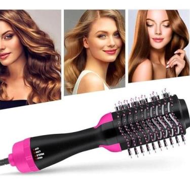 Imagem de Escova Secadora 4 Em 1 Cor Preto e Rosa 110V