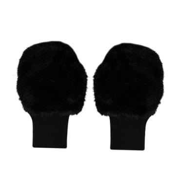 Imagem de oshhni Luvas de treino de golfe de inverno, luvas de golfe de meio dedo, decorativas, modernas, grossas, leves, confortáveis ​​e quentes para mulheres, Preto