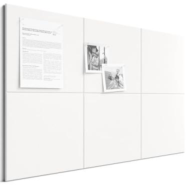 Imagem de Bumusty Placa de cortiça grande alternativa 91 x 61 cm - pacote com 6 azulejos de parede de feltro com 40 abas adesivas removíveis seguras, 30 pinos, placas de cortiça para paredes placa de pinos