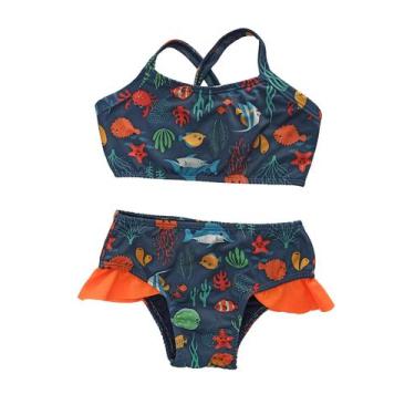 Imagem de Biquíni infantil menina azul estampado - Gerbya, 10, Azul