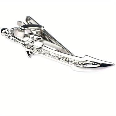 Imagem de 1 clipe de gravata fashion masculino de metal, barra de cristal, formal, cerimônia de casamento, prendedor de gravata, presente de festa masculino, Prata, 2.36