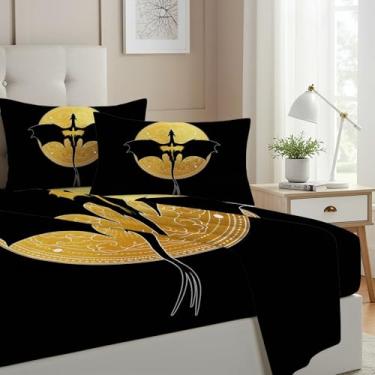 Imagem de Allenjoy Jogo de lençol preto Book Loves Dragon Wing com elástico, lençol de cima e 2 fronhas para mulheres, adolescentes, fãs de irmã, quarto de bebê, lavável na máquina, durável, tamanho casal