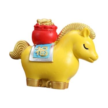 Imagem de Ｂｅｓｇａ Estatueta de Cavalo para Mesa, Ornamento Decorativo, Escultura, Presente Ano do Cavalo 2026, Estátua de Animal para Festas, Escritório, Carro, Amarelo