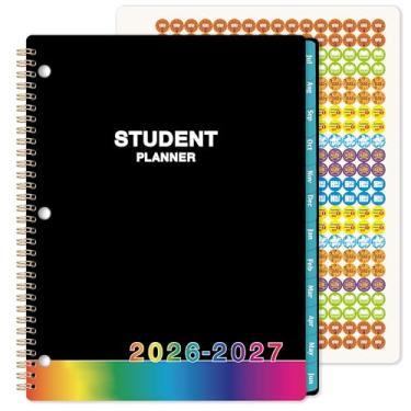 Imagem de Agenda estudante 2024-2025 - Agenda escolar 2024-2025, julho de 2024 - junho de 2025, 23 x 28 cm, agenda estudantil 2024-2025 com bolso traseiro - arco-íris preto