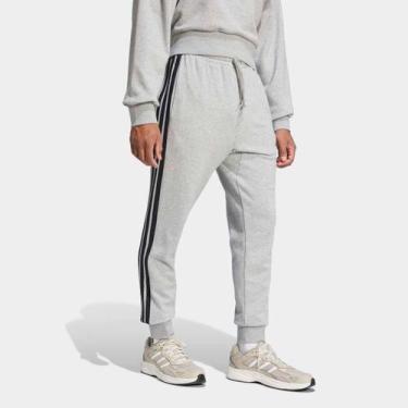 Imagem de Calça Adidas French Terry 3 Listras Masculina, Cinza, GG