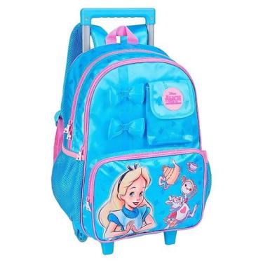 Imagem de Mochila Escolar Carrinho Alice País Da Maravilha Infantil Cor:Azul - C