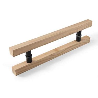 Imagem de Maçaneta de porta de vidro de madeira maciça comercial/puxador de porta de celeiro/puxador de porta push-pull, 6 comprimentos (tamanho: comprimento 1200 mm) (comprimento 1200 mm)