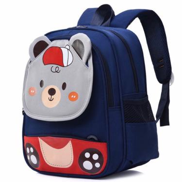 Imagem de Mochila Infantil Escolar Menina E Menino De Desenho Cor:azul Marinho Com Vermelho 068